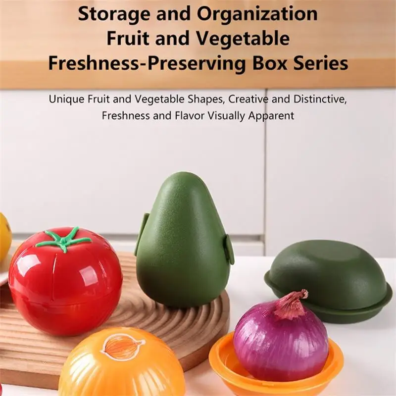 1Pc Food Storage Container Onion Lemon Garlic Shaped Sealed Crisper Freezer Safe Fruit Vegetable Fresh Keeping Box PP Plastic