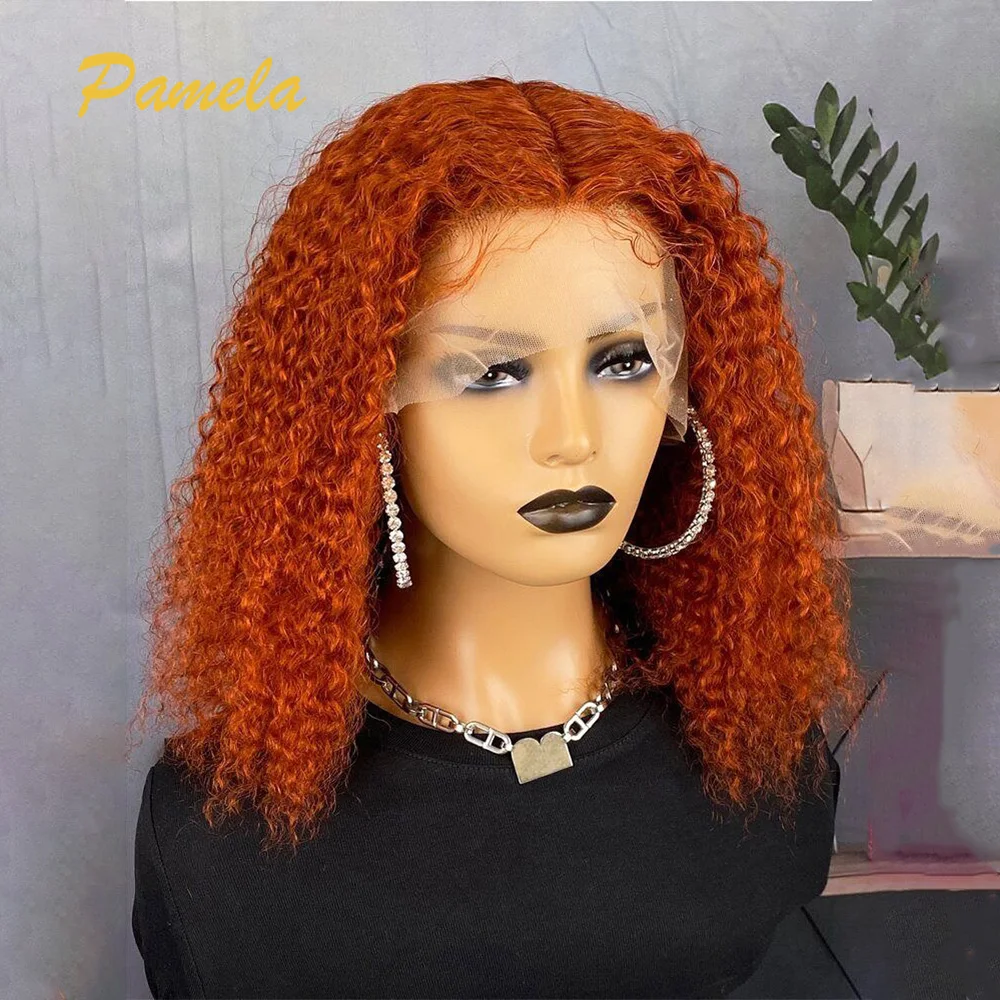 

High Density Ginger Orange Colored Curly Wig Human Hair Wig 13x6 Lace Frontal Wig Preplucked 9x6 Glueless Wigs For Woman
