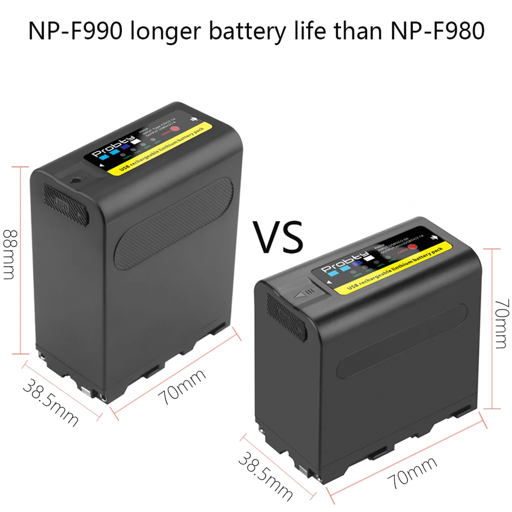 New upgrade 12000mAh NP-F990 NP-F970 F960 F970 Battery with LED Power Indicator for Sony F960 F550 F570 F750 F770 MC1500C 190P