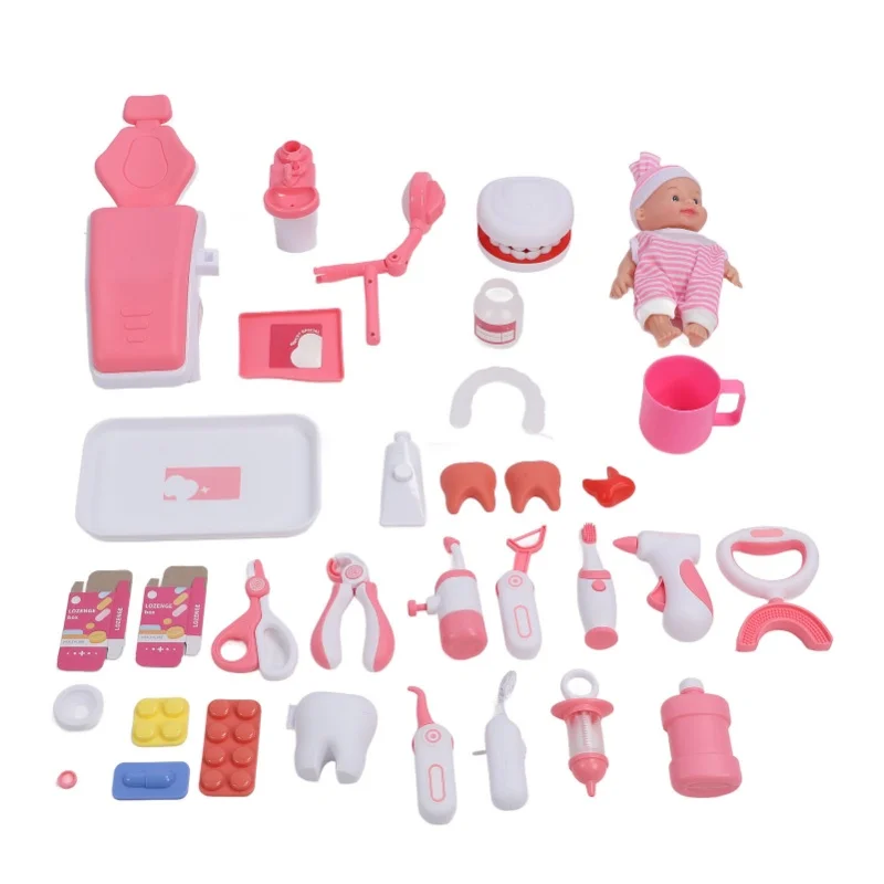set-di-giocattoli-da-dentista-per-bambini-con-musica-e-luci-accessori-realistici-per-i-denti-kit-medico-finto-set-da-gioco-dentale-per-bambini-rosa