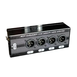 1Pc 4-Channel 3-Pin XLR Audio And DMX Over Network Cable Extender, DMX512 Network Signal Extender