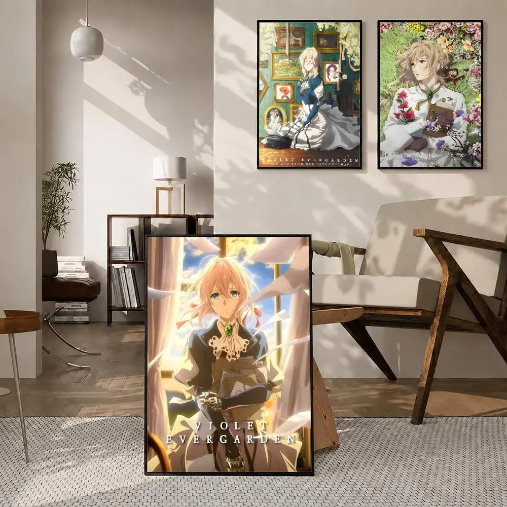 Anime Violet Evergarden Poster Self‑Adhesive Waterproof PP Poster Coffee House Bar Wall Art Sticker Room Home Decor