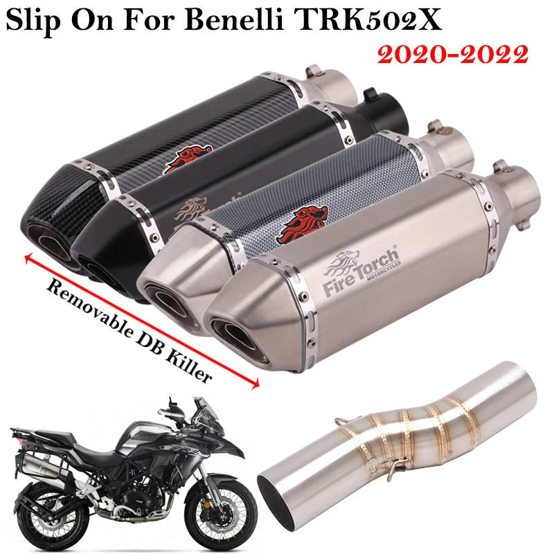 

Slip On For Benelli TRK502X TRK 502X 2020 - 2022 Motorcycle Escape Exhaust Modify Tube With Middle Link Pipe DB Killer Muffler