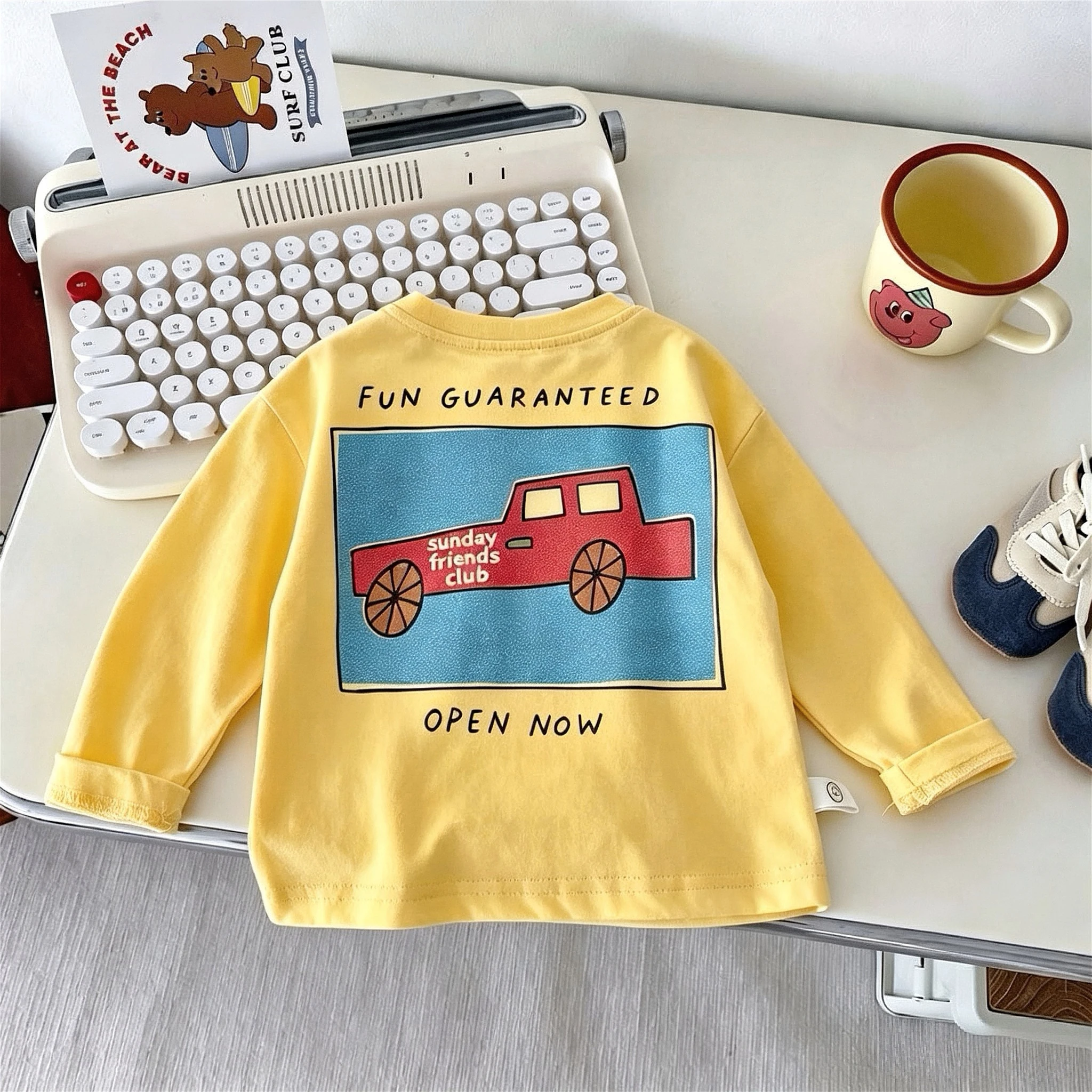 Langarm-T-Shirt, Oberteile, Herbstmode, beliebt, vielseitig, Kinder, Rundhalsausschnitt, Pullover, Basishemd, locker geschnittene, lässige Bluse, Mädchen. – Detail 6