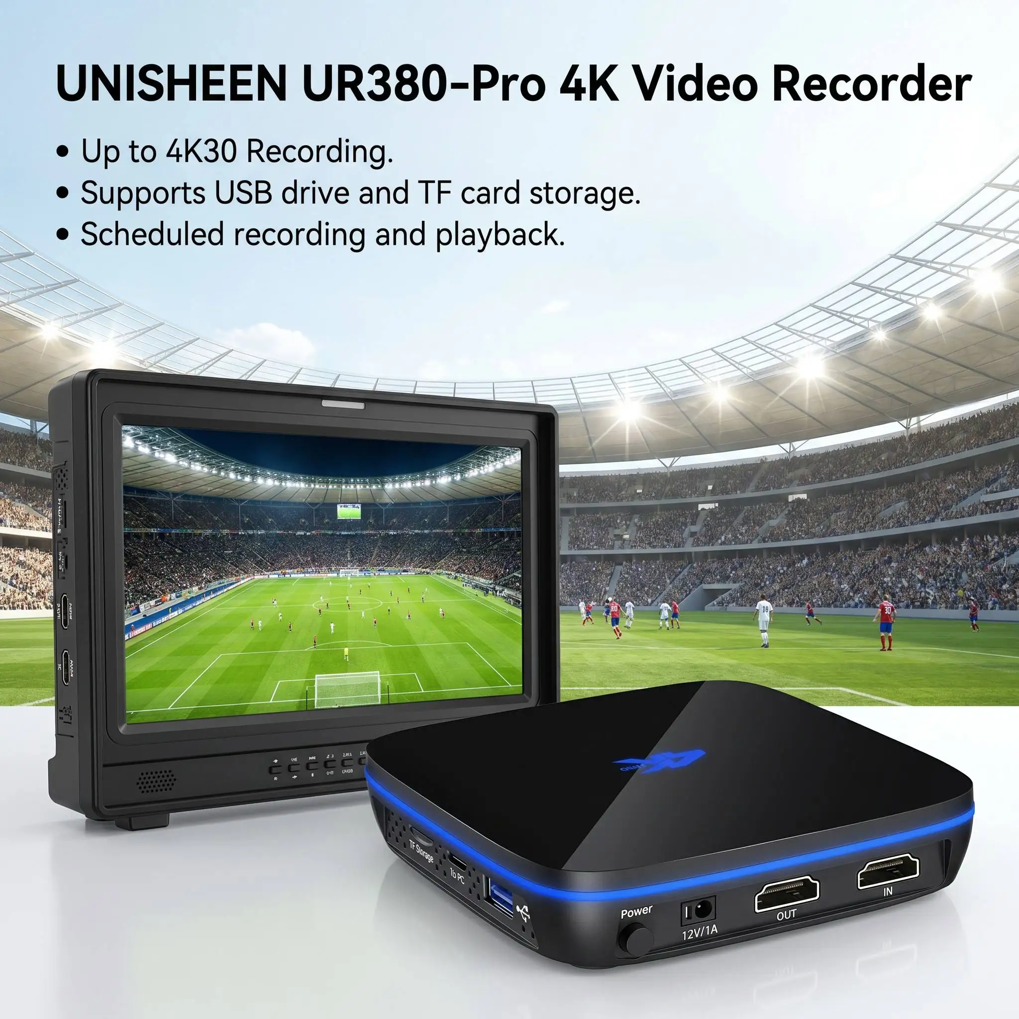 UNISHEEN UR380-Pro Pause-Recording 4K Video Recorder Device StandAlone Camera HDMI Capture Box