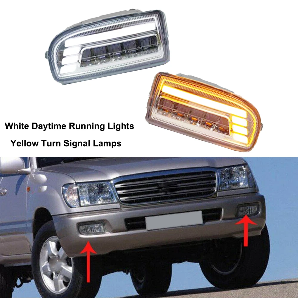 

2pcs For TOYOTA LAND CRUISER 100 LC100 1998 1999 2000 2001 2002 2003 2004 2005 2006 2007 2008 LED Daytime Running Lights