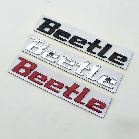 3d Metal Chrome Red Black Logo Beetle Emblem Letters Nameplate Car Rear Trunk Fender Badge For VW Beetle Sticker Accessories