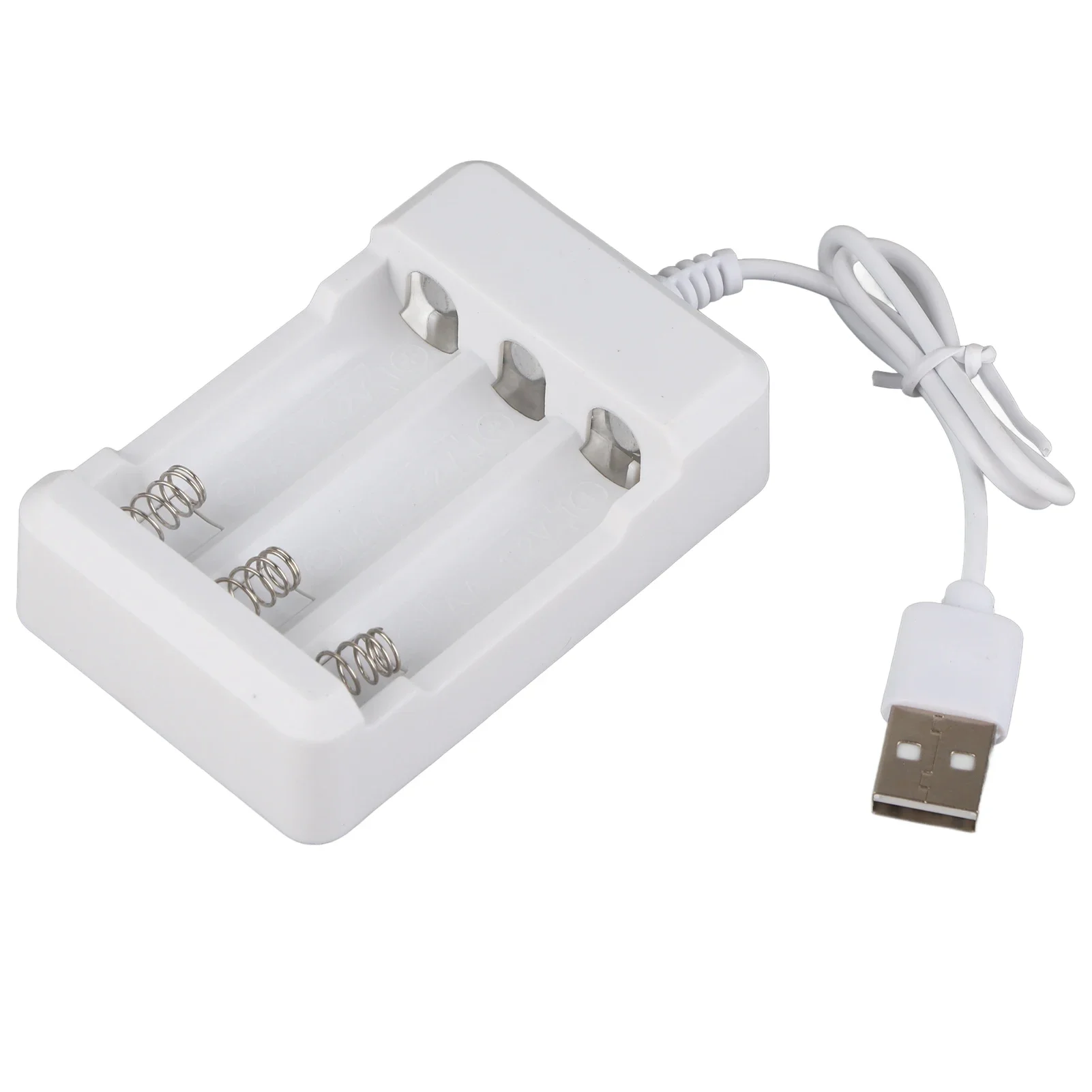 Carregador portátil ABS 5V com três slots para bateria recarregável AA AAA com plugue USB