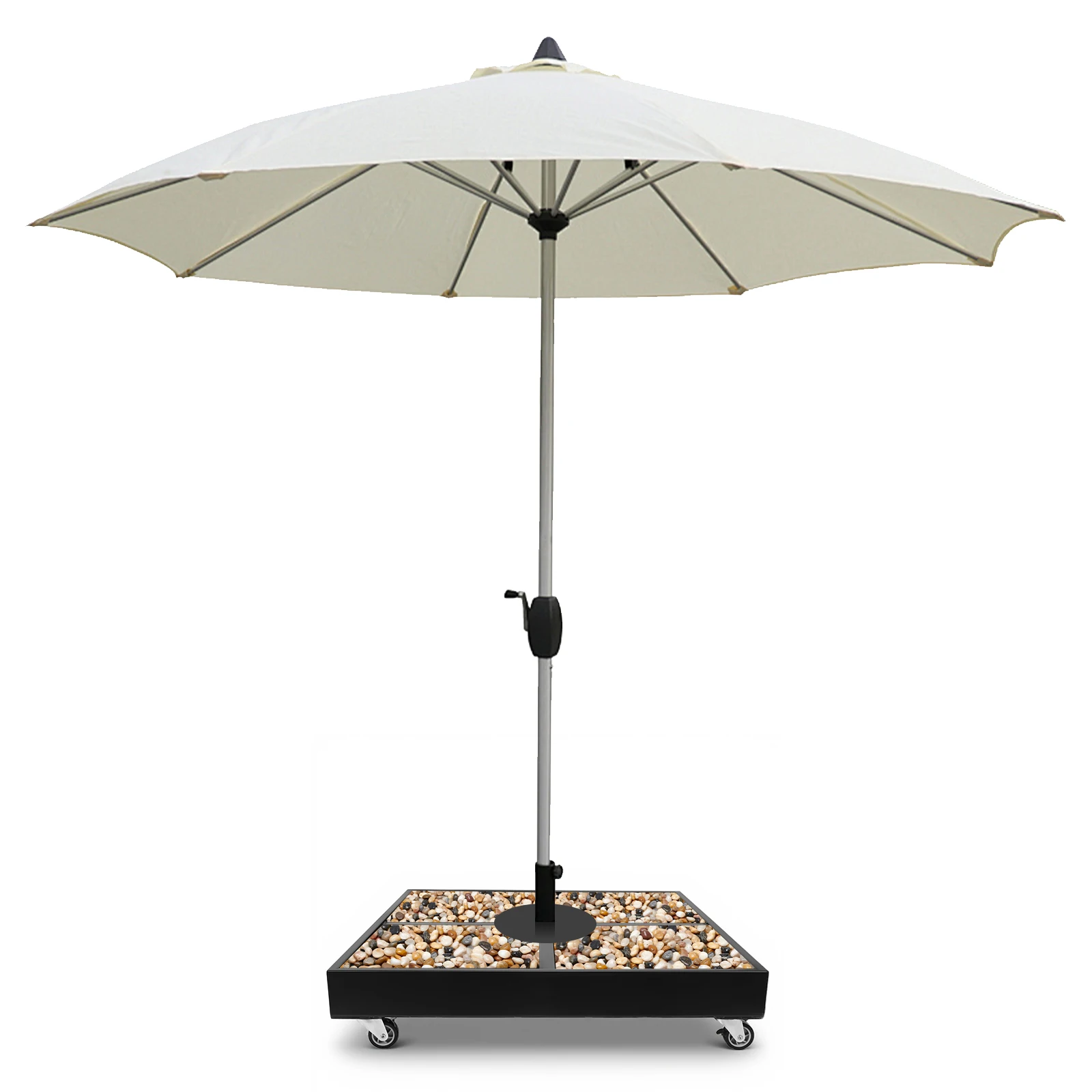قاعدة مظلة الفناء مع حامل مظلة عجلات قاعدة مظلة ناتئة معدنية لسطح الفناء والحديقة بجانب حمام السباحة والحديقة