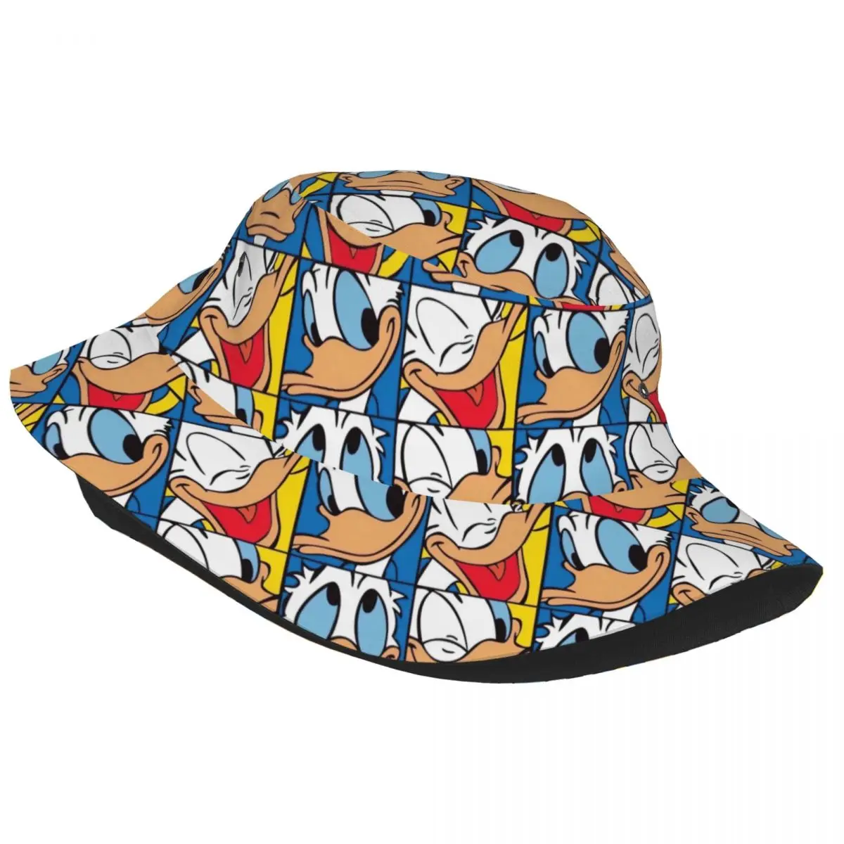 Cartoon Anime Figures Donald Duck Bucket Hats Summer Travel Headwear Stuff Fishing Fisherman Hat for Outdoor Woman Boonie Hat