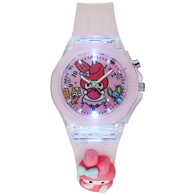 Sanrio soft Jelly color children's doll watch glow-in-the-dark colorful flash cartoon watch