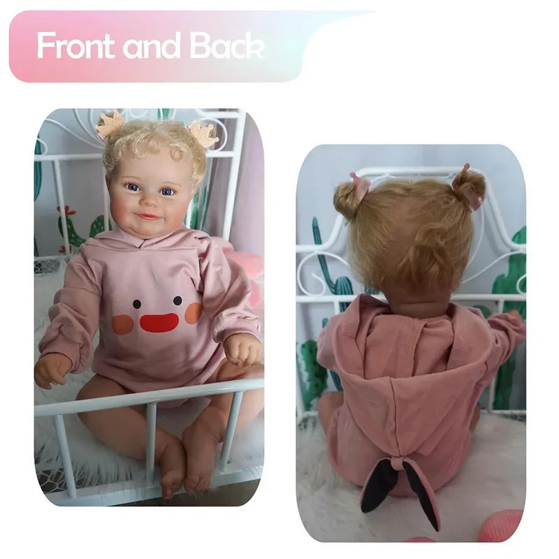 60CM Reborn Dolls Soft Maddie Cloth Body with Rooted Hair Lifelike Realistic Visible Veins Skin Tone Reborn Baby Doll Girls Gift