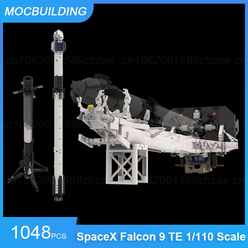 MOC Building Blocks SpaceX Falcon 9 Transporter Erector (TE) & Crew Dragon & Sooty Booster 1/110 Scale Assemble Bricks Toys Gift