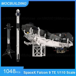 MOC Building Blocks SpaceX Falcon 9 Transporter Erector (TE) & Crew Dragon & Sooty Booster 1/110 Scale Assemble Bricks Toys Gift