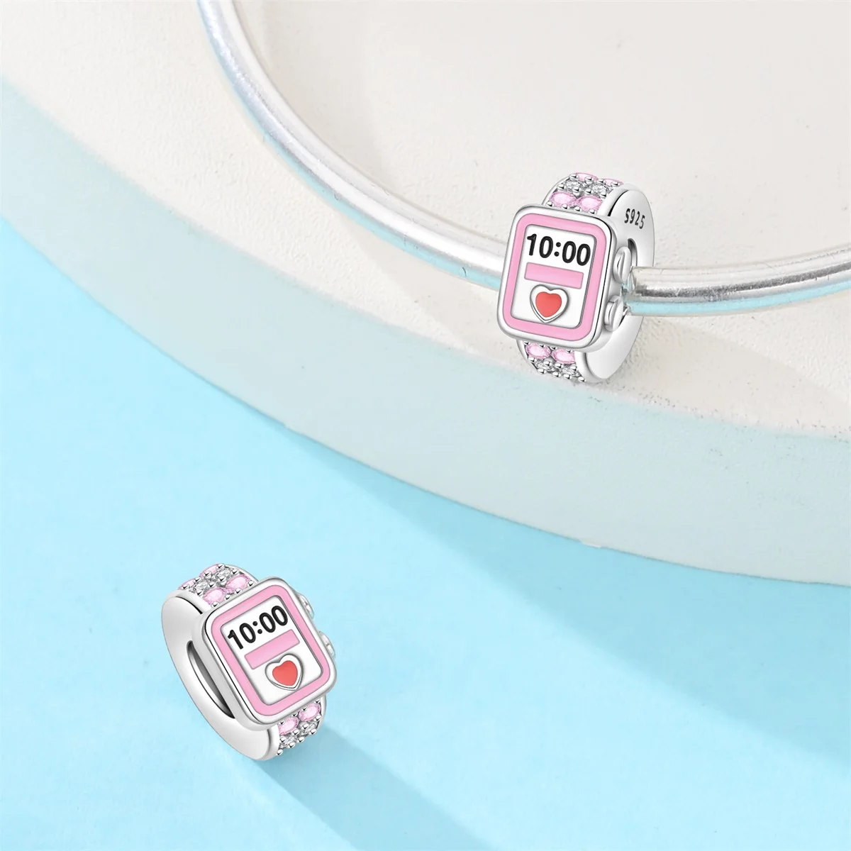 Silver Plated Flower Clip On Stopper Charm Bead Fit  Bracelet Women Party Jewelry