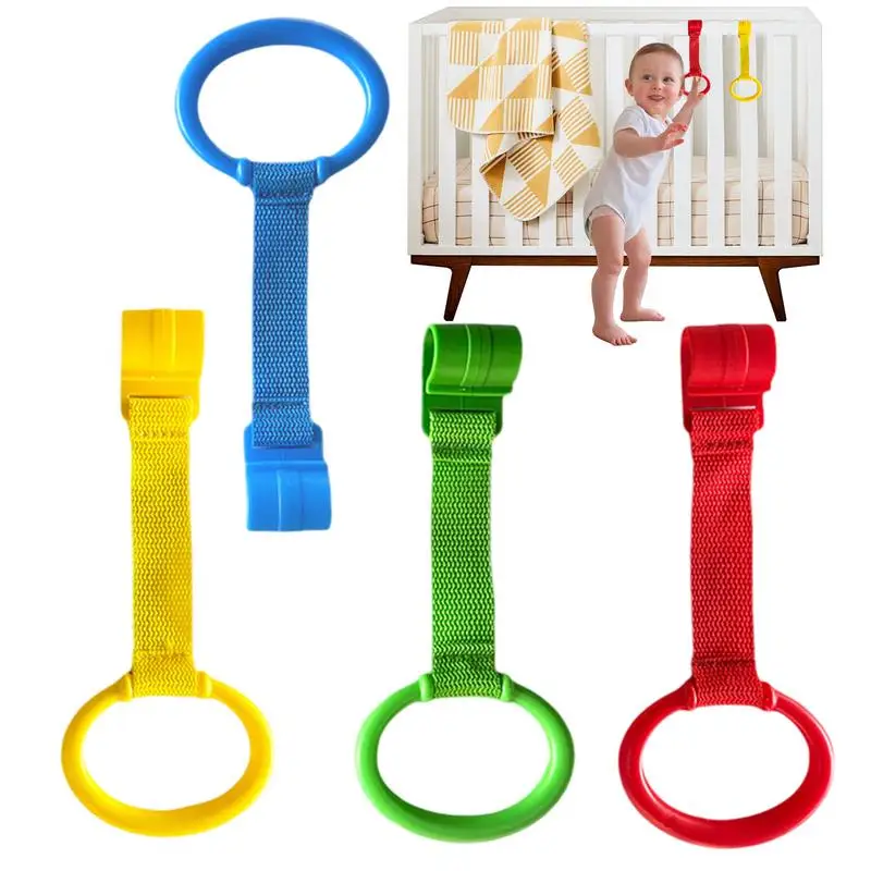 Baby Pull Up Rings 4x Baby Stand Up Dangling Pull Up Rings Educational Toddler Practice Tool Toddler Walking Exercises Assistant