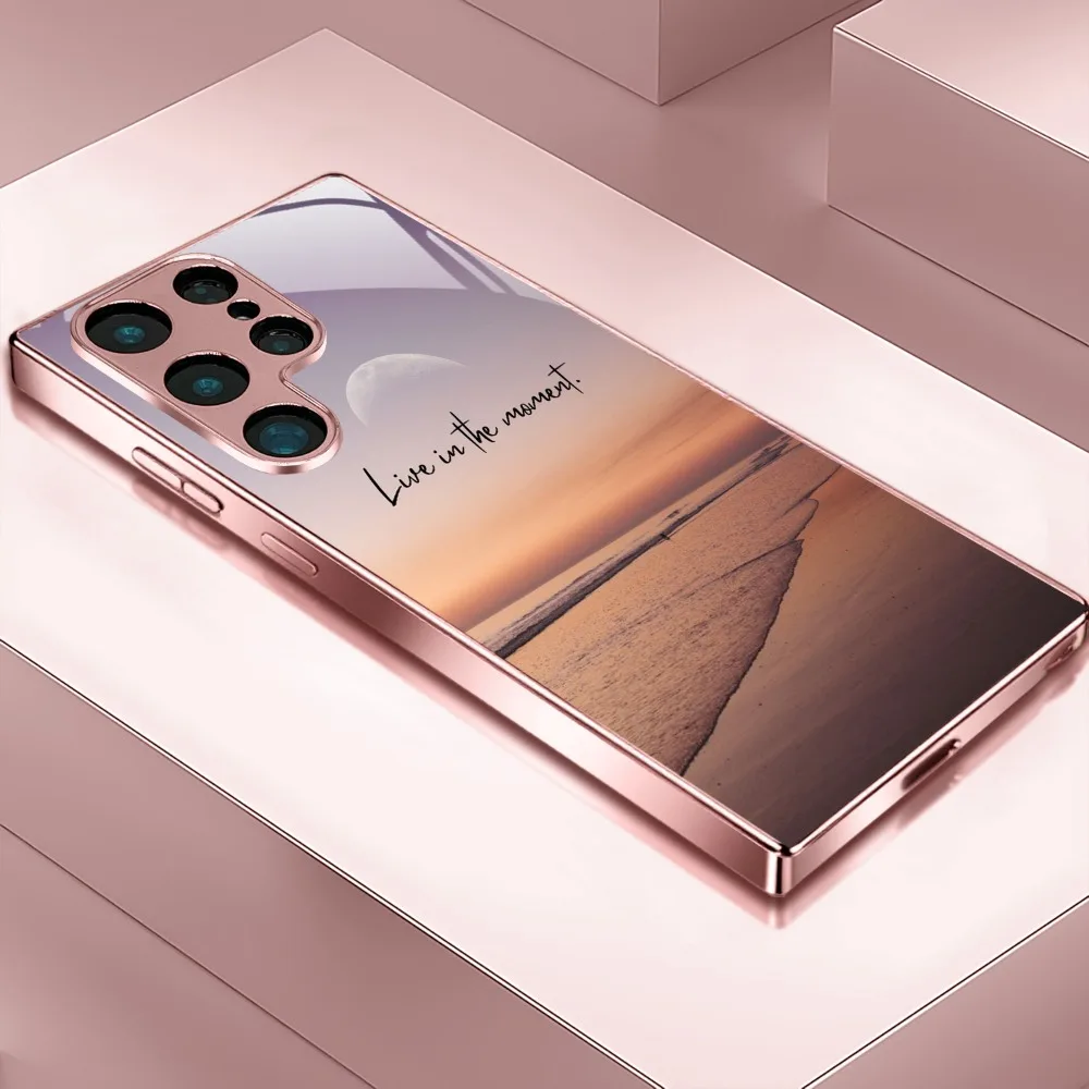 New pink electroplated glass phone case for Samsung S26 Ultra, S25 FE, S25+, S24, S23, S22, S21, S20 Ultra A72 A73 back cover
