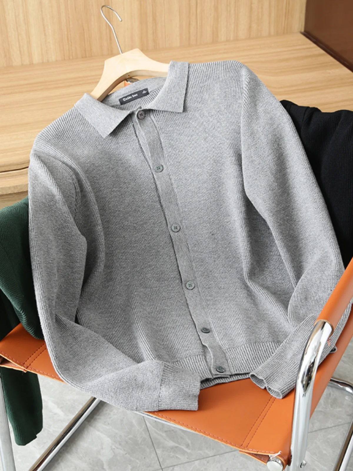 

Italian Sle Comfortable Casual Knitwear Cardigan for Men Faionable Urban Pure Color Long Sve Busin Casual Spring Au...