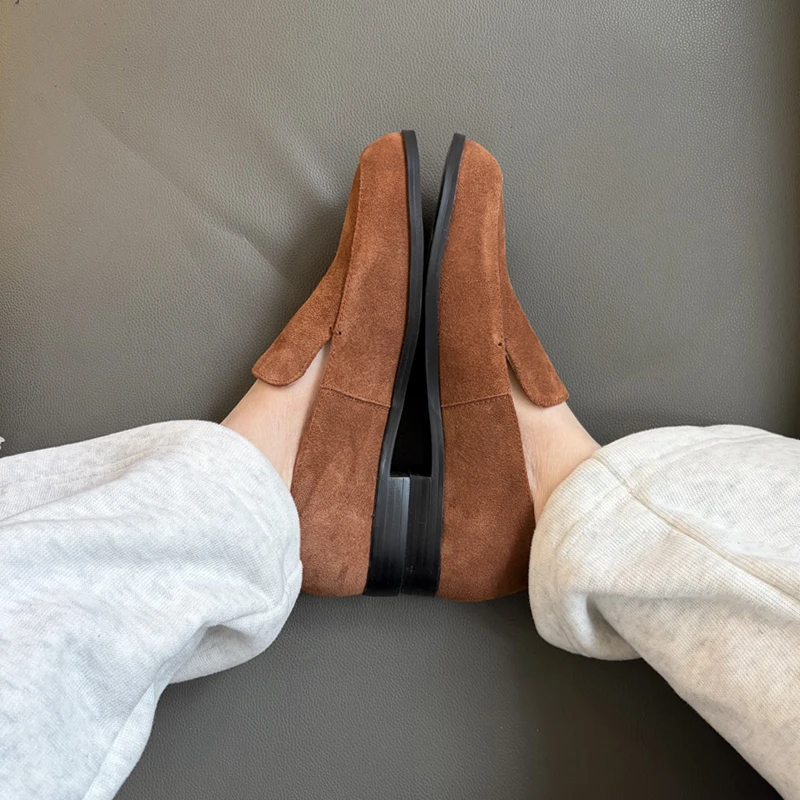 Women's Suede Leather Ballet Flats: Round Toe Comfort Dress Shoes