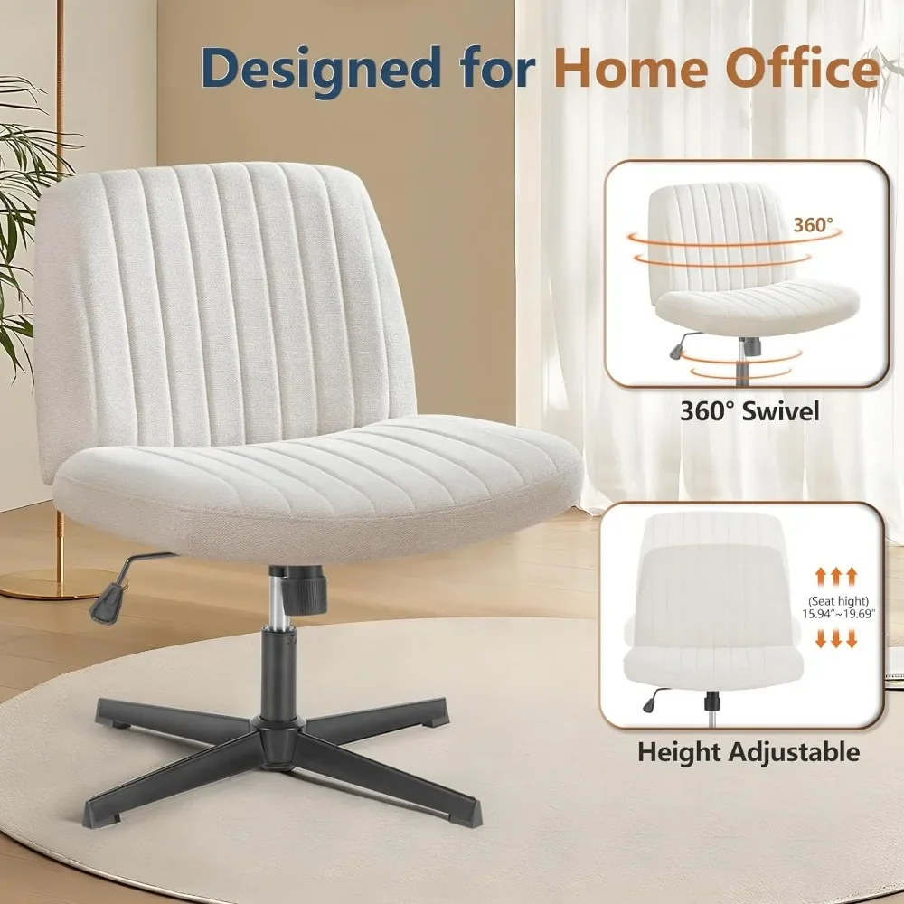 Cross Legged Office Chairs, Armless Wide Tables Without Wheels and With Wheels, Modern Family Tables and Chair Rotate Adjustable