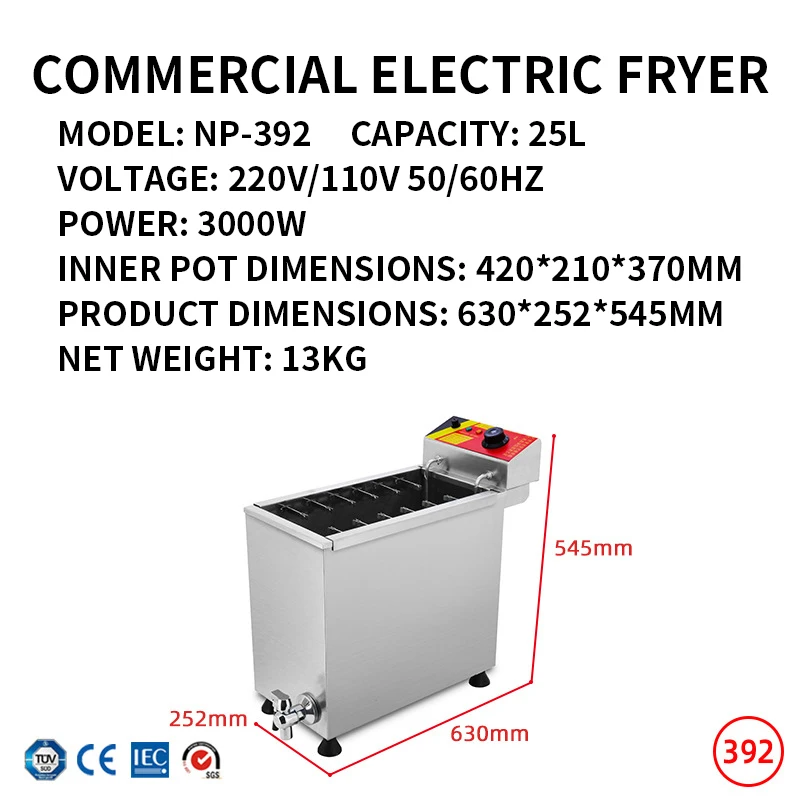 Commercial fryer cheese hot dog stick  fryer large capacity cheese sausage stick fryer 25L/12L