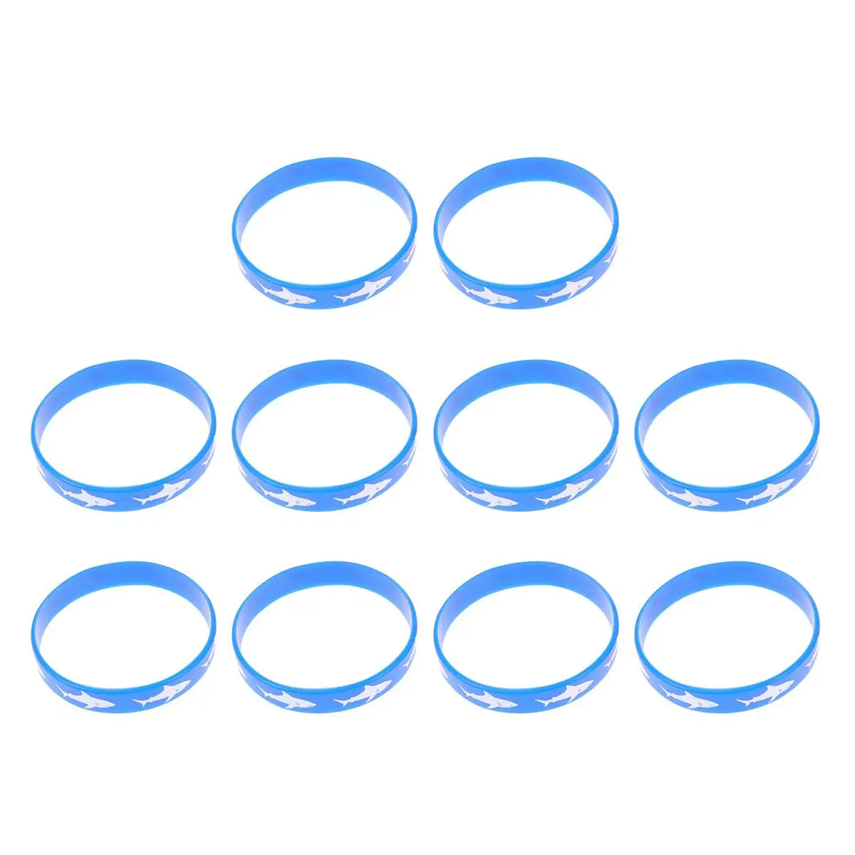 

10 Pcs Shark Bracelet Silicone Wristband Bright Ocean Floor Girl Boy Blue Party Gift Decoration Band Fitness Arm Guard
