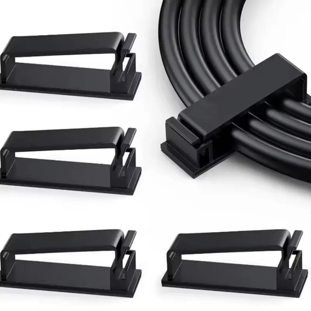 Cord Manager Self-adhesive Cable Organizer Black White Plastic Wire Clips Cable Clamp Desk Home Office