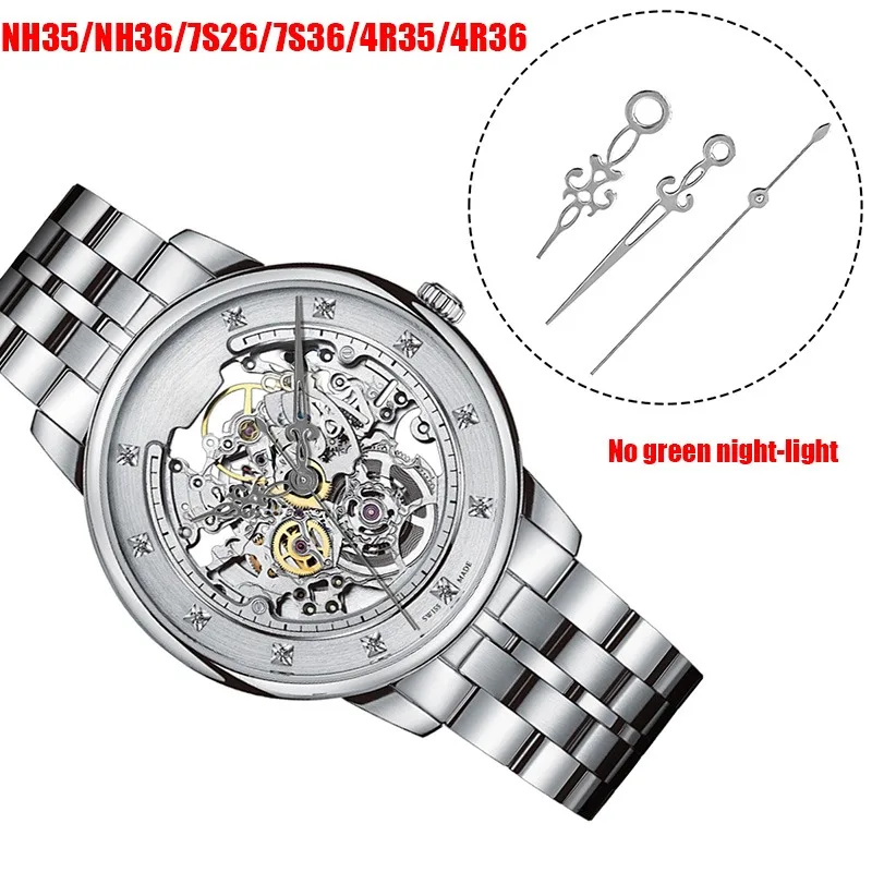 جديد ندفة الثلج شكل ساعة الأيدي الذهب الوردي الأزرق الفضة NH35 ساعة الأيدي ل اليابانية NH35 NH36 4R 7S حركة الساعات اكسسوارات