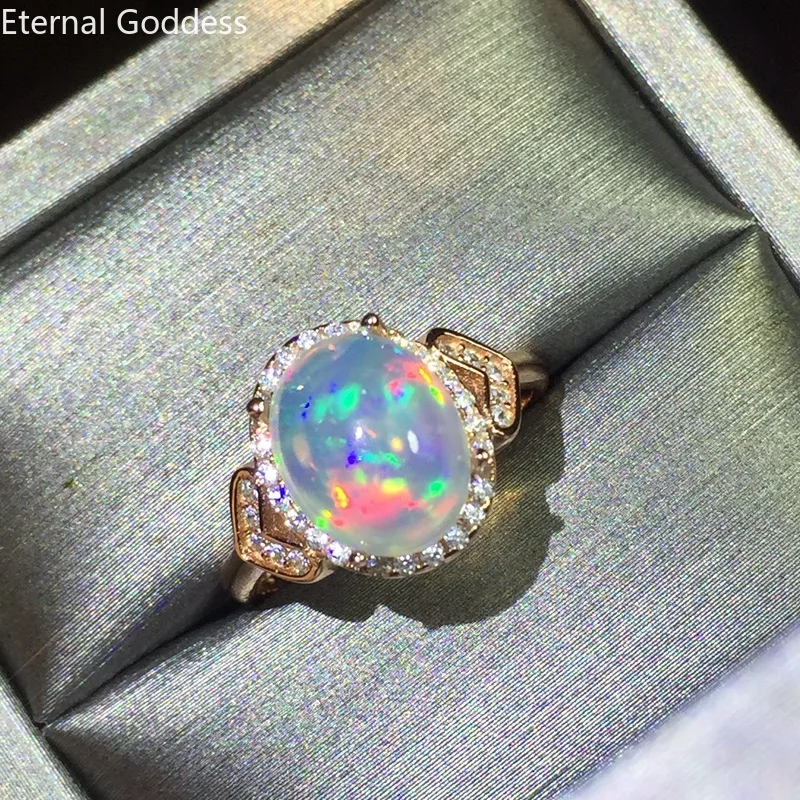 Genuine 925 Sterling Silver 100% Natural Opal Rings Silver Jewelry for Women Engagement Rings Fashion Opal Silver Rings