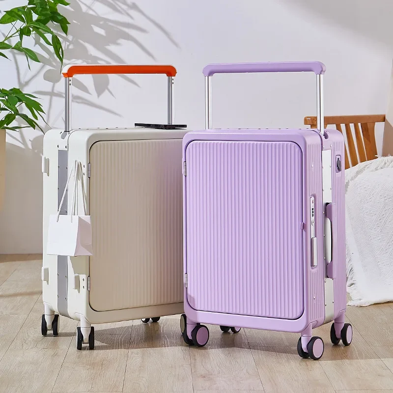 20 Trolley Case Wide Pull Rod Rolling Luggage Travel Suitcase Multifunctional Boarding Box Universal Wheel Trunk with Cup Holder