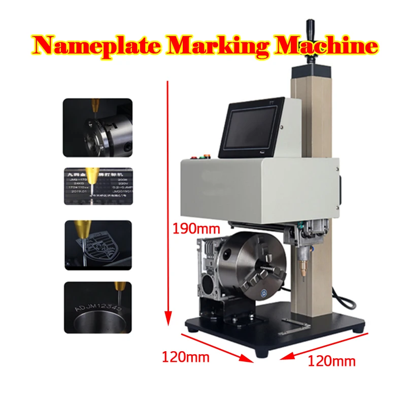 

LY 190x120 Metal Nameplate Marking Machine 300x200mm Electric Pneumatic Lettering Machine 3axis Touch-Screen for Metal Parts