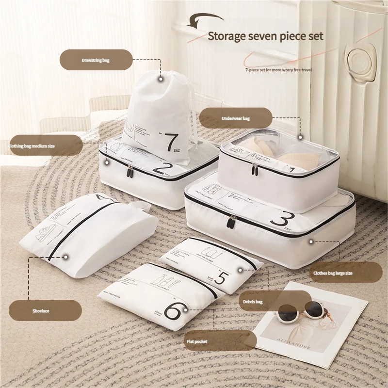 

7pcs Portable Travel Bags Space Saving Luggage Organizer for Clothes Shoes and Underwear Compression Bags for Business Trips