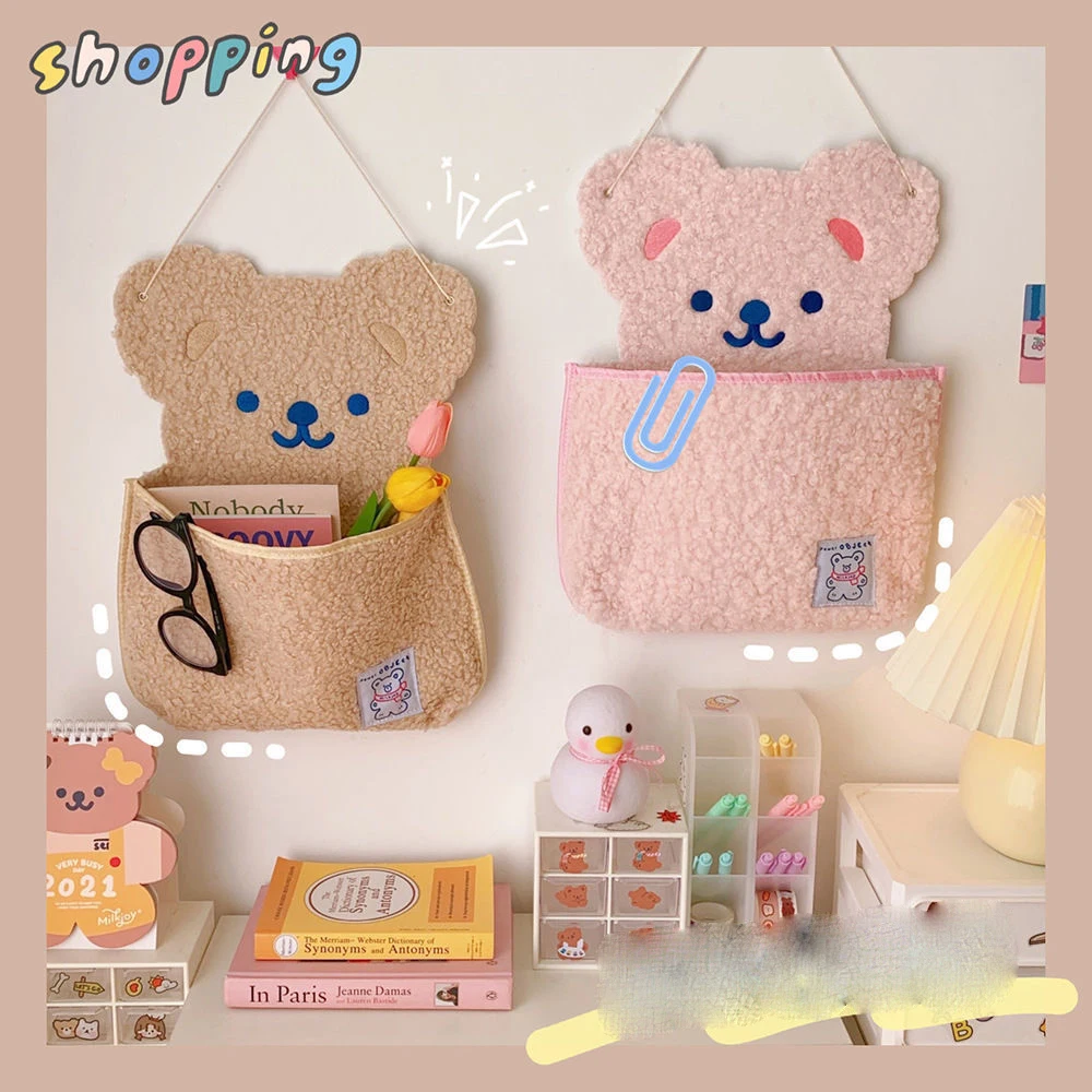 

Cartoon Design Bear Wall Hanging Storage Bag Cute Animal Wall Hanging Storage Bag Girl Dormitory Decoration Storage Bag ZE757