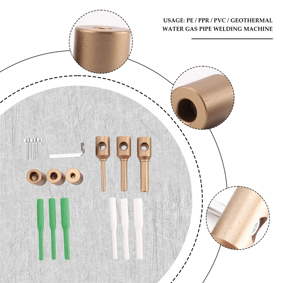 Herramientas de reparación de plomería, cabezales de troquel de reparación de plástico PPR, accesorios de herramienta de soldador, tubos de plástico de soldadura, reparación de tuberías PPR, 7mm, 11mm, 14mm