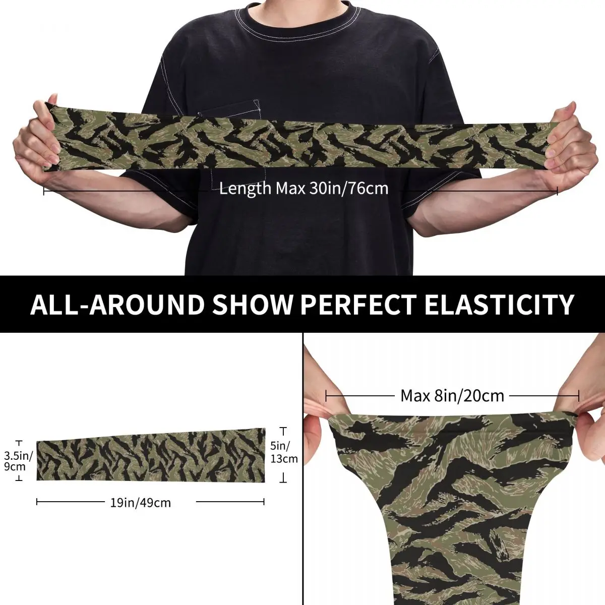 Cooling Tiger Stripe Camo Arm Sleeves Women Men Military Tactical Camouflage Sports Compression Tattoo Cover Up for Golf