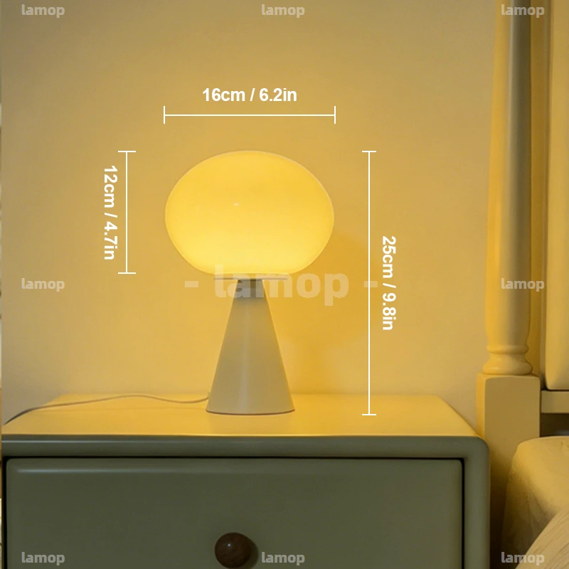 Flat‑Egg‑Shaped Glass Table Lamp Relaxed Home 3‑Level Dimmable USB Powered Home Furnishing Table Lamp for American‑Casual Teen R