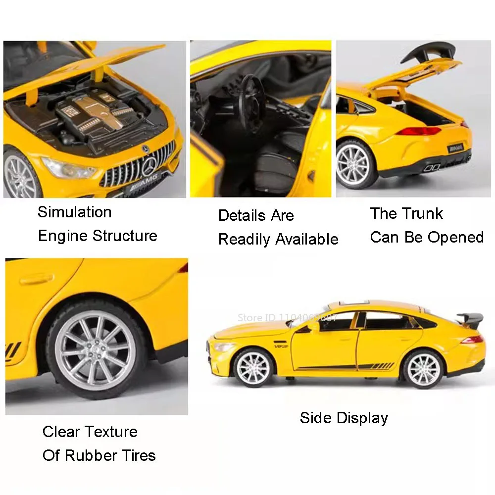 1:32 스케일 GT63S 스포츠 미니어처 자동차 모형 장난감 합금 다이캐스트 자동차 6개 도어 개폐 가능 라이트 후진 슈퍼카 어린이 선물