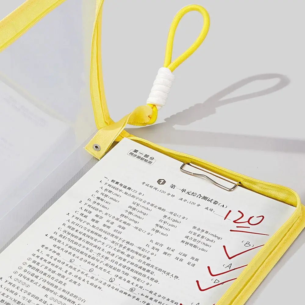 

Multifunctional Test Paper Storage Bag Built-in Clip Board Large Capacity Transparent File Bag Morandi Color Portable