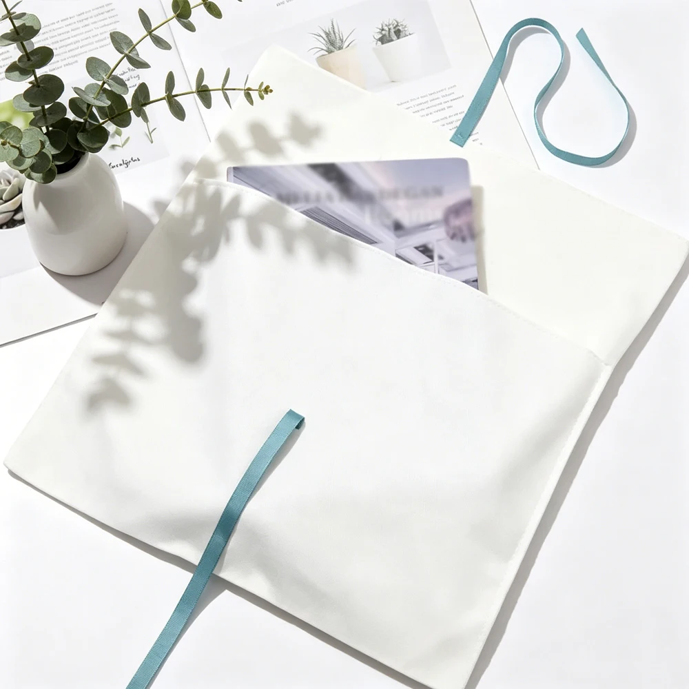 50 Stück Baumwoll-Schmuckbeutel mit individuellem Logo, weiße, dicke Geschenkverpackung, Musselin-Beutel für Haarringe, Kosmetik, Schals und Organizer – Detail 5
