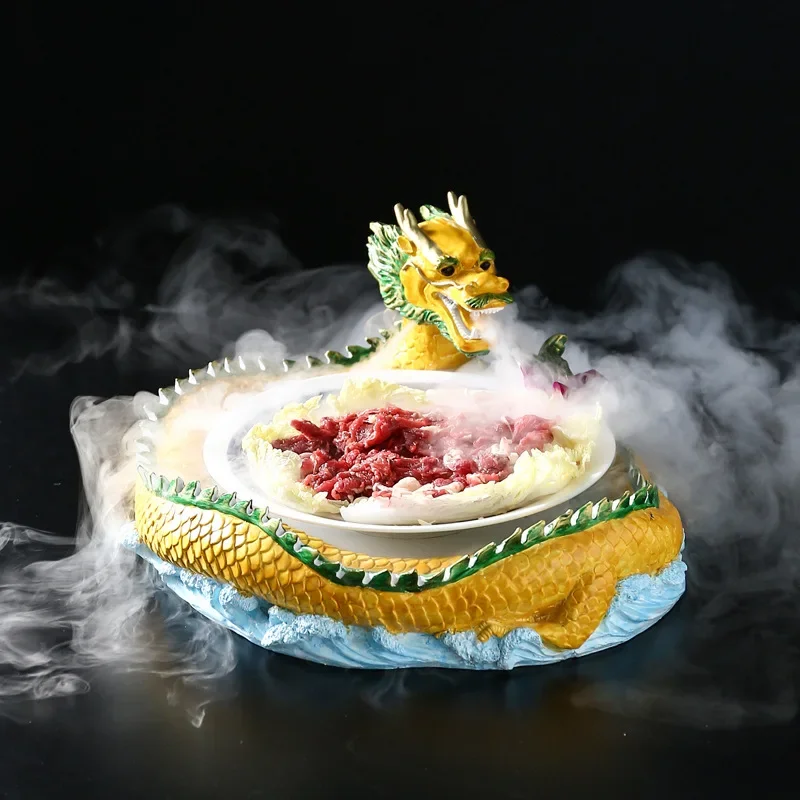 Chinese Creative Plate Restaurant Hotel Table Resin Crafts Decoration Dragon Shaped Vegetable Dish