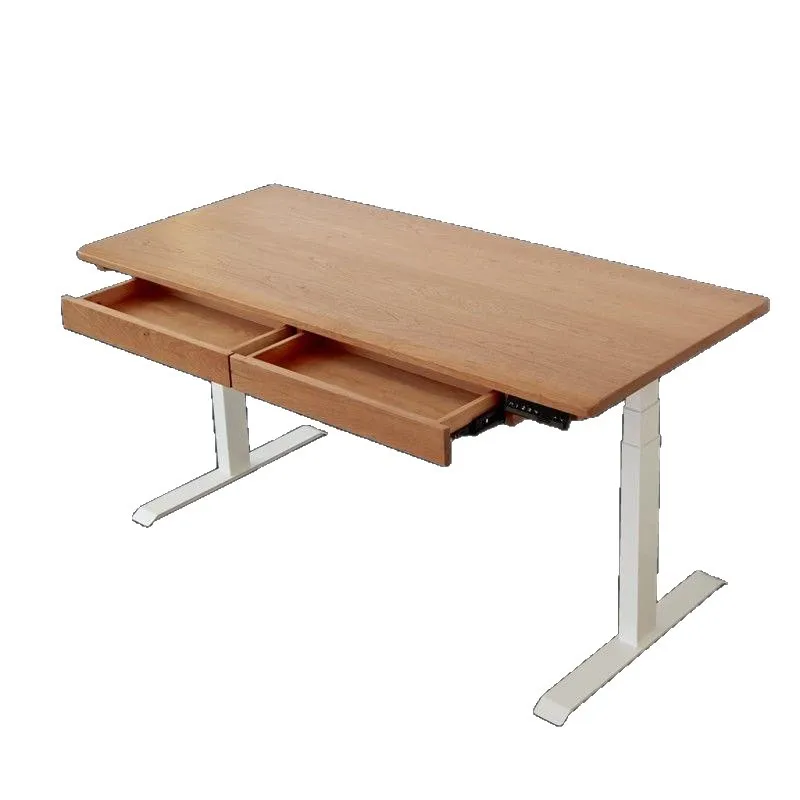Electric lifting computer desk Children's study plus drawers Solid wood table L-shaped large desk