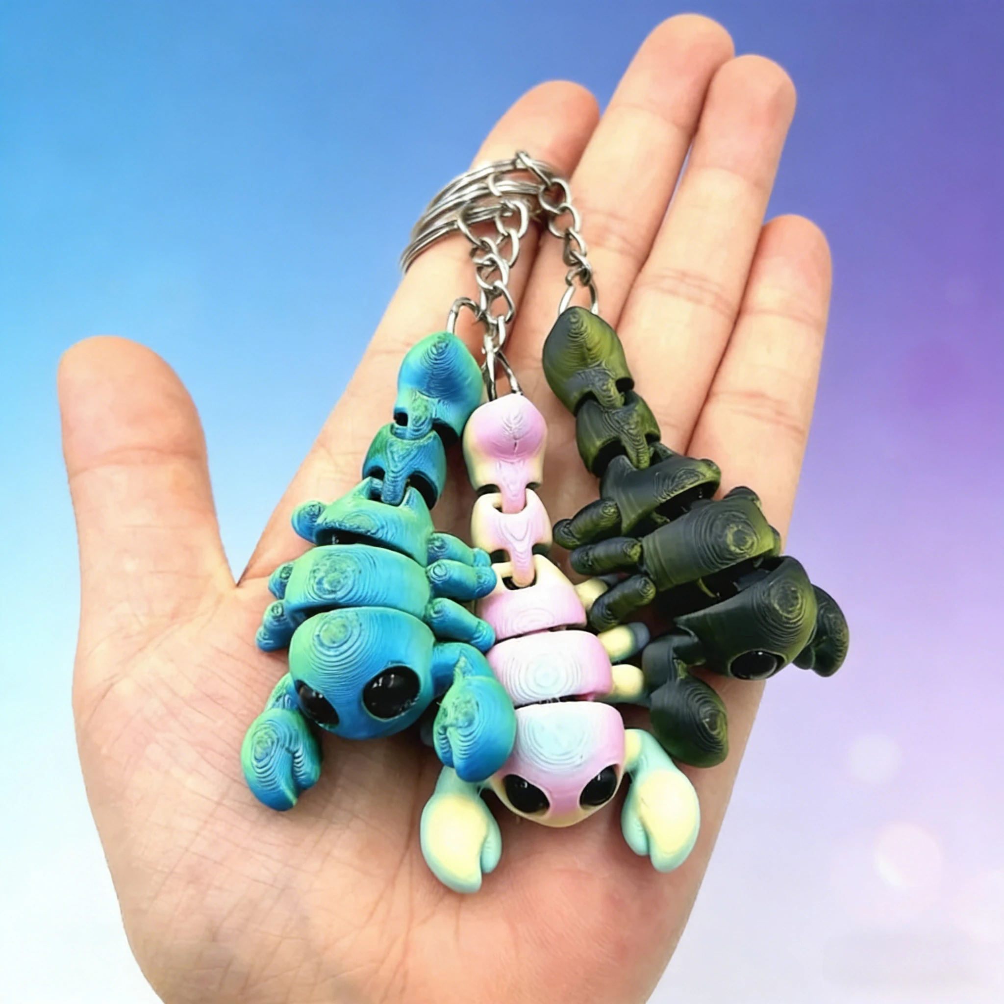 3D Printed Scorpion Keychain Backpack Hanger with Multi-color and Movable Integrated Joint Accessory for Decorative or Kids Gift