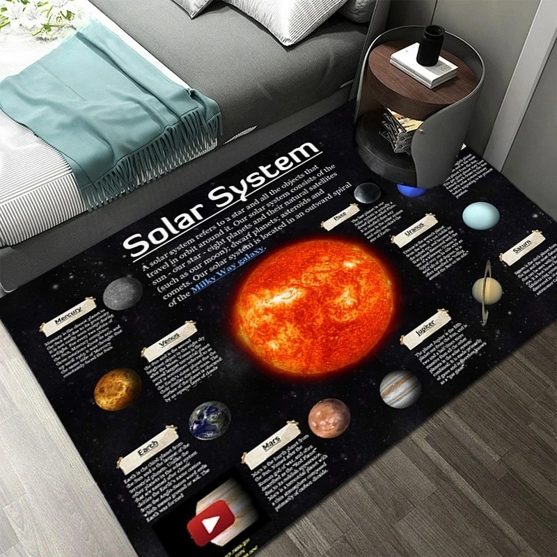 3D Solar System Children's Room Carpet Space Planet Carpet Children's Bedroom Anti-slip Mat Home Decoration Play Crawling Mats