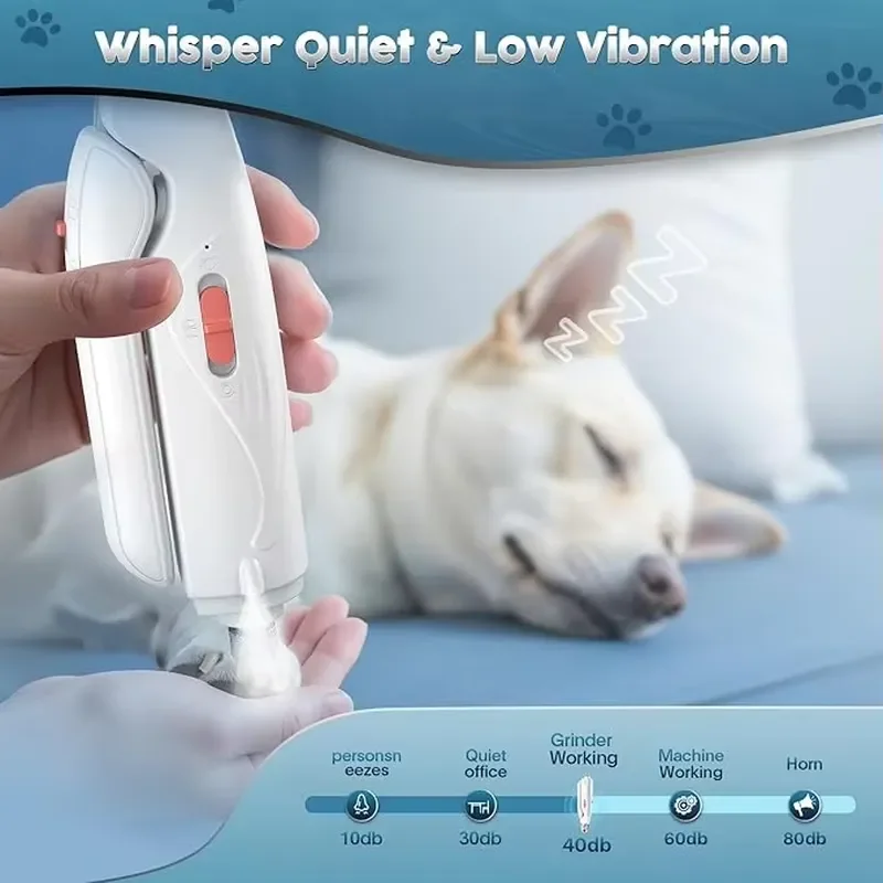 for Rechargeable 2-in-1 Dog Cat Nail Clippers Grinder with Light Safety Guard to Avoid Overcutting Pet Nail Care