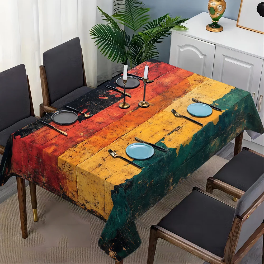 Retro nostalgic wood-grain pattern printed rectangular tablecloth