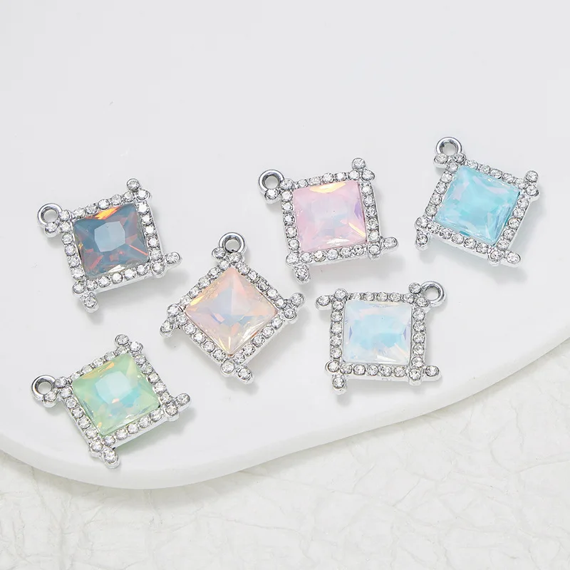 Elegant Crystal Square Shape Charms Pendants For Jewelry Making DIY Earrings Necklaces Handmade Crafts Accessories