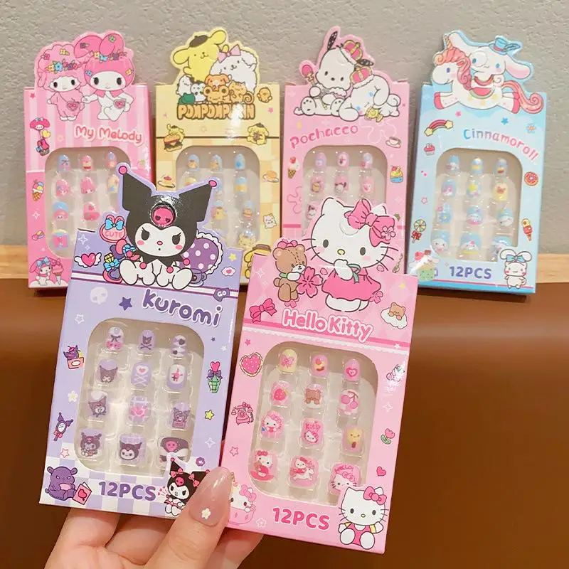 

Sanrio Children Nail Patch Kawaii Hellokitty Cinnamoroll Kuromi Mymelody Girls Cartoon Nail Decoration Detachable Girls Gift