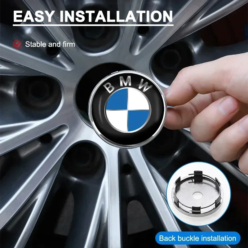 

4pcs 56mm+60mm Car Wheel Center Hub Cap Rim Cover Emblem Stickers For Bmw E34 E46 E39 E38 E90 E060 E36 F30 F30 F10 E92 G30 M3 M5