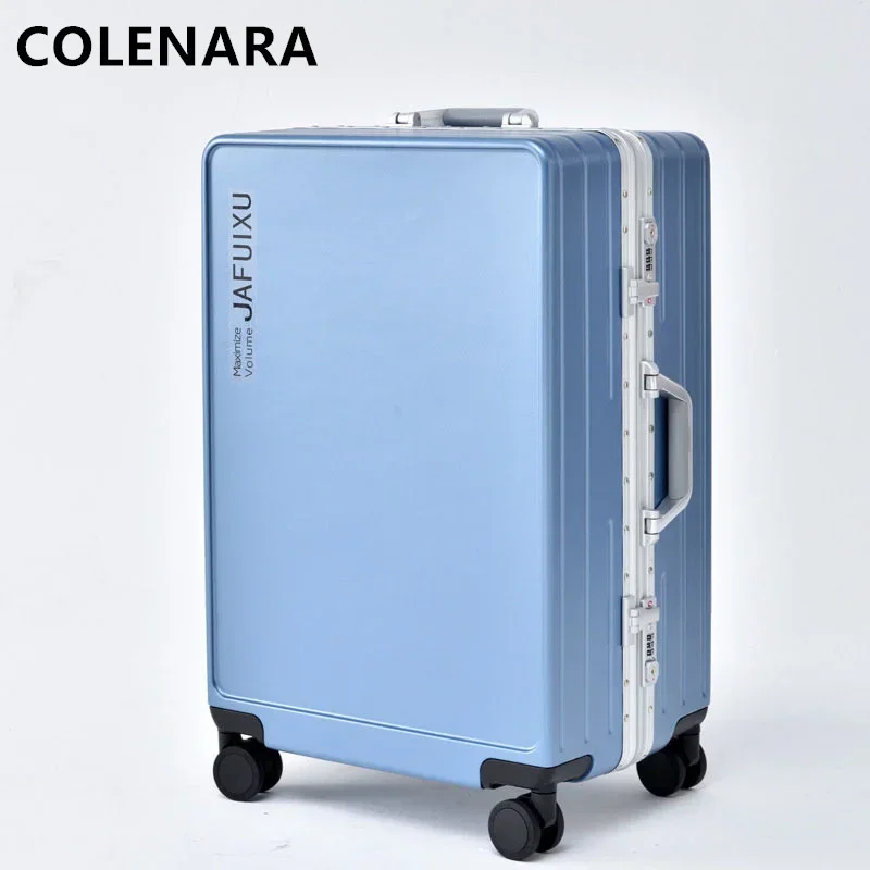 COLENARA-maleta con ruedas, caja de embarque PC de 20 pulgadas, 24 ", 26", marco de aluminio, caja de carro ABS + PC, caja de combinación, equipaje de cabina