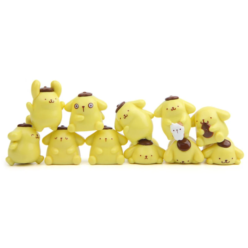 11Pcs Anime Sanrio Action Figure Kawaii Pompompurin Doll Figurines DIY Cake Decoration Collectible Model Toys